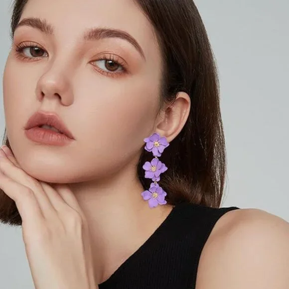 Boho Flower Dangle Earring - Picture 15 of 16